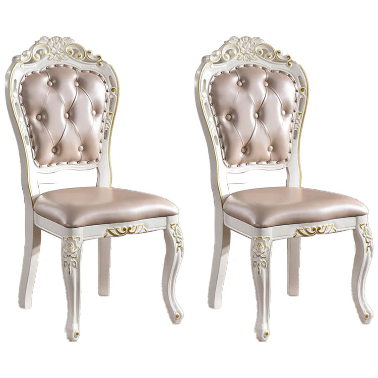 Victorian Upholstered Home Side Chair King Louis Back Matte Finish Dining Chair (Set of 2) Champagne Clearhalo ' kitchen&dining_furn' 'Dining Chairs' 'Dining Tables & Seating' 'dining_chair' 'furn' 'furn_dining_chair' 'Furniture' 'furniture_dining_chair' 'Kitchen & Dining Furniture' 'kitchen' 4100733