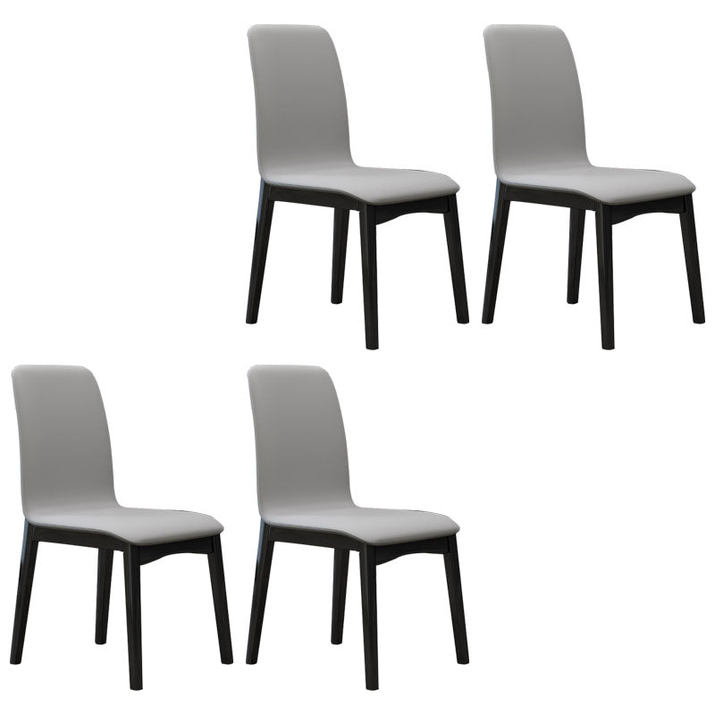 Contemporary Faux Leather Dining Chairs Solid Back Armless Dining Chair Light Gray 4 Piece Set Clearhalo ' kitchen&dining_furn' 'Dining Chairs' 'Dining Tables & Seating' 'dining_chair' 'furn' 'furn_dining_chair' 'Furniture' 'furniture_dining_chair' 'Kitchen & Dining Furniture' 'kitchen' 4103270