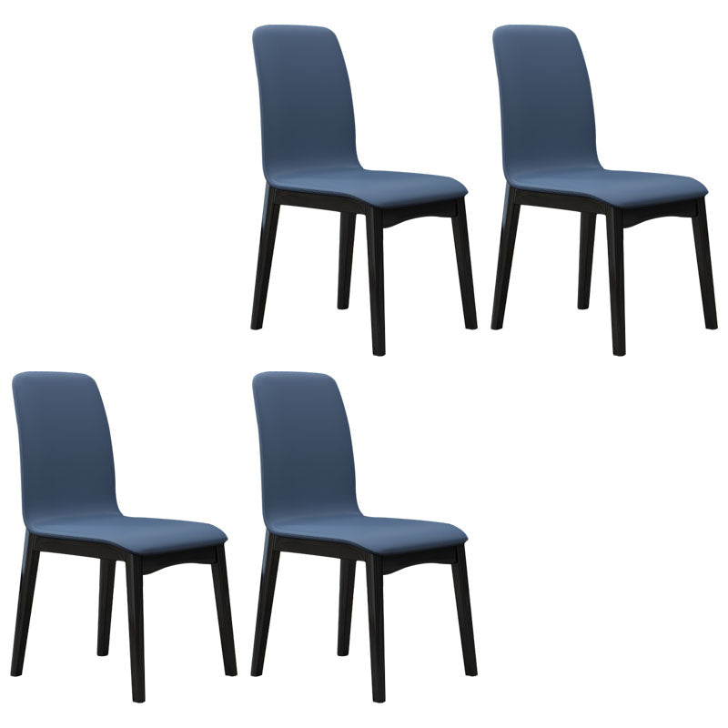Contemporary Faux Leather Dining Chairs Solid Back Armless Dining Chair Dark Blue 4 Piece Set Clearhalo ' kitchen&dining_furn' 'Dining Chairs' 'Dining Tables & Seating' 'dining_chair' 'furn' 'furn_dining_chair' 'Furniture' 'furniture_dining_chair' 'Kitchen & Dining Furniture' 'kitchen' 4103275