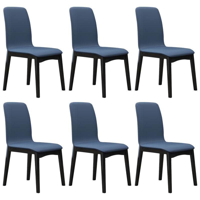 Contemporary Faux Leather Dining Chairs Solid Back Armless Dining Chair Dark Blue 6 Piece Set Clearhalo ' kitchen&dining_furn' 'Dining Chairs' 'Dining Tables & Seating' 'dining_chair' 'furn' 'furn_dining_chair' 'Furniture' 'furniture_dining_chair' 'Kitchen & Dining Furniture' 'kitchen' 4103277