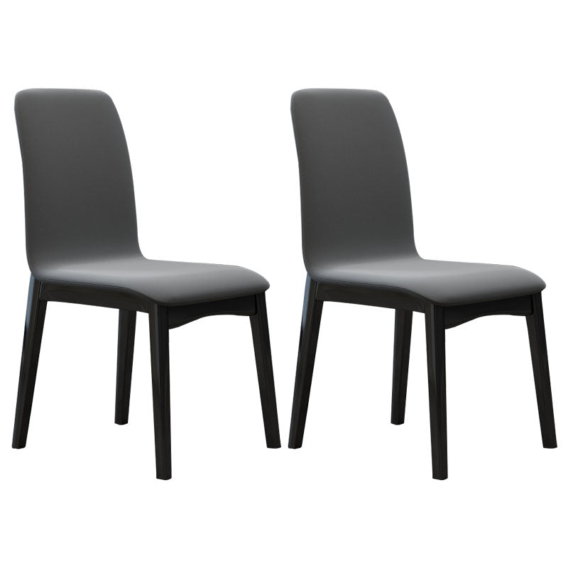 Contemporary Faux Leather Dining Chairs Solid Back Armless Dining Chair Grey 2 Piece Set Clearhalo ' kitchen&dining_furn' 'Dining Chairs' 'Dining Tables & Seating' 'dining_chair' 'furn' 'furn_dining_chair' 'Furniture' 'furniture_dining_chair' 'Kitchen & Dining Furniture' 'kitchen' 4103285