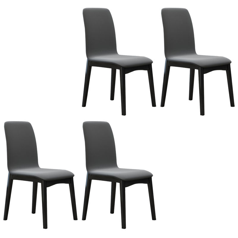 Contemporary Faux Leather Dining Chairs Solid Back Armless Dining Chair Grey 4 Piece Set Clearhalo ' kitchen&dining_furn' 'Dining Chairs' 'Dining Tables & Seating' 'dining_chair' 'furn' 'furn_dining_chair' 'Furniture' 'furniture_dining_chair' 'Kitchen & Dining Furniture' 'kitchen' 4103286