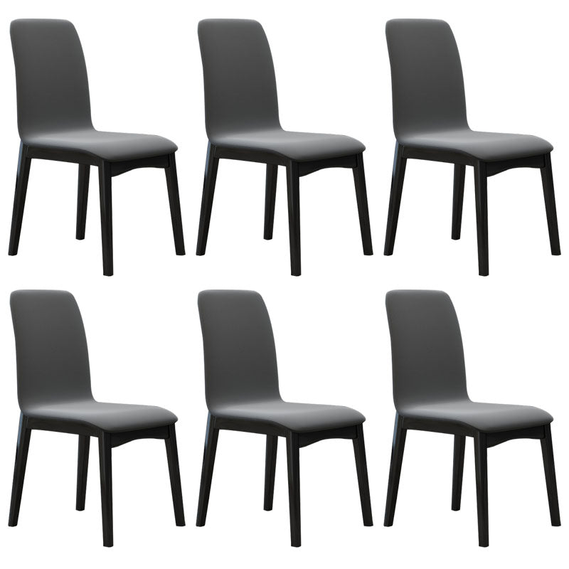 Contemporary Faux Leather Dining Chairs Solid Back Armless Dining Chair Grey 6 Piece Set Clearhalo ' kitchen&dining_furn' 'Dining Chairs' 'Dining Tables & Seating' 'dining_chair' 'furn' 'furn_dining_chair' 'Furniture' 'furniture_dining_chair' 'Kitchen & Dining Furniture' 'kitchen' 4103287