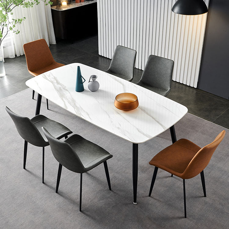Contemporary Style Leather Dining Chairs Solid Back Armless Side Chairs (Set of 2) Clearhalo ' kitchen&dining_furn' 'Dining Chairs' 'Dining Tables & Seating' 'dining_chair' 'furn' 'furn_dining_chair' 'Furniture' 'furniture_dining_chair' 'Kitchen & Dining Furniture' 'kitchen' 4103295