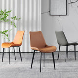 Contemporary Style Leather Dining Chairs Solid Back Armless Side Chairs (Set of 2) Clearhalo ' kitchen&dining_furn' 'Dining Chairs' 'Dining Tables & Seating' 'dining_chair' 'furn' 'furn_dining_chair' 'Furniture' 'furniture_dining_chair' 'Kitchen & Dining Furniture' 'kitchen' 4103298