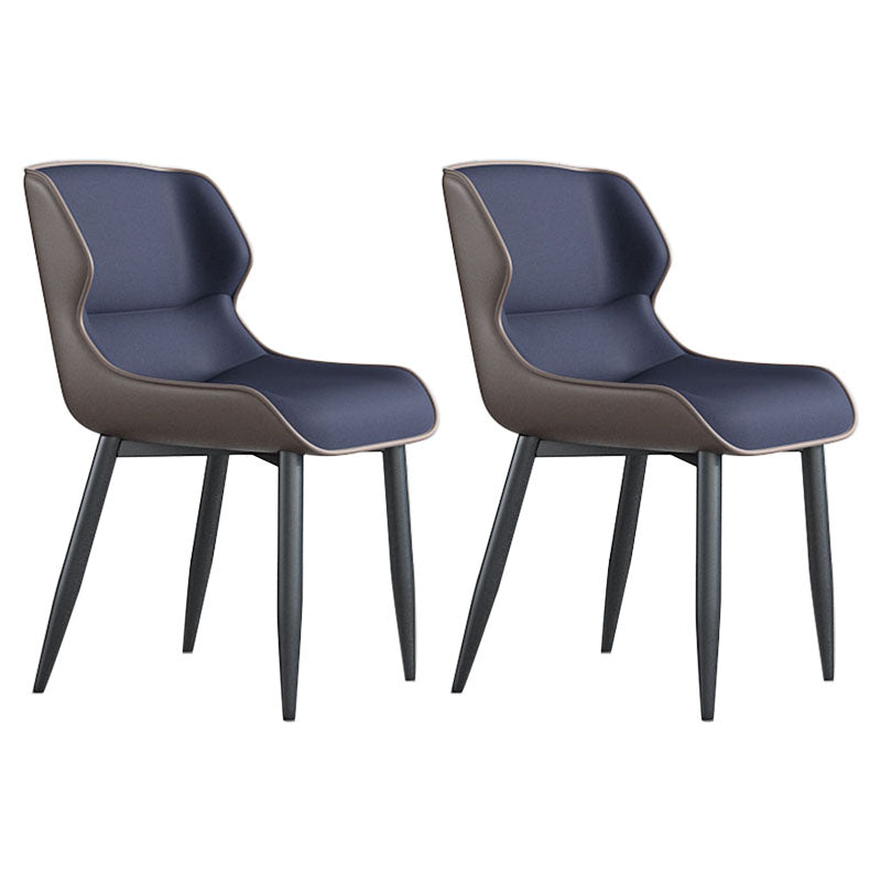 Modern Style Leather Dining Chairs Wingback Parsons Arm Side Chairs (Set of 2) Blue Clearhalo ' kitchen&dining_furn' 'Dining Chairs' 'Dining Tables & Seating' 'dining_chair' 'furn' 'furn_dining_chair' 'Furniture' 'furniture_dining_chair' 'Kitchen & Dining Furniture' 'kitchen' 4103312