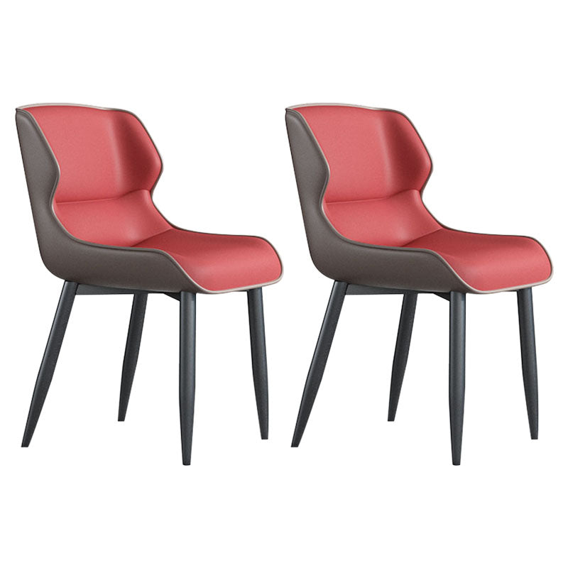 Modern Style Leather Dining Chairs Wingback Parsons Arm Side Chairs (Set of 2) Red Clearhalo ' kitchen&dining_furn' 'Dining Chairs' 'Dining Tables & Seating' 'dining_chair' 'furn' 'furn_dining_chair' 'Furniture' 'furniture_dining_chair' 'Kitchen & Dining Furniture' 'kitchen' 4103314