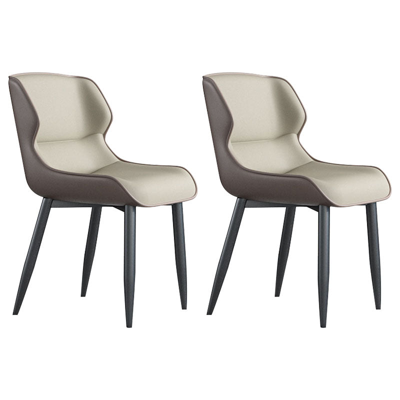 Modern Style Leather Dining Chairs Wingback Parsons Arm Side Chairs (Set of 2) Light Gray Clearhalo ' kitchen&dining_furn' 'Dining Chairs' 'Dining Tables & Seating' 'dining_chair' 'furn' 'furn_dining_chair' 'Furniture' 'furniture_dining_chair' 'Kitchen & Dining Furniture' 'kitchen' 4103318