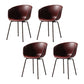 Contemporary Style Leather Dining Chairs Solid Back Armless Dining Chairs Red 4 Piece Set Clearhalo ' kitchen&dining_furn' 'Dining Chairs' 'Dining Tables & Seating' 'dining_chair' 'furn' 'furn_dining_chair' 'Furniture' 'furniture_dining_chair' 'Kitchen & Dining Furniture' 'kitchen' 4103330