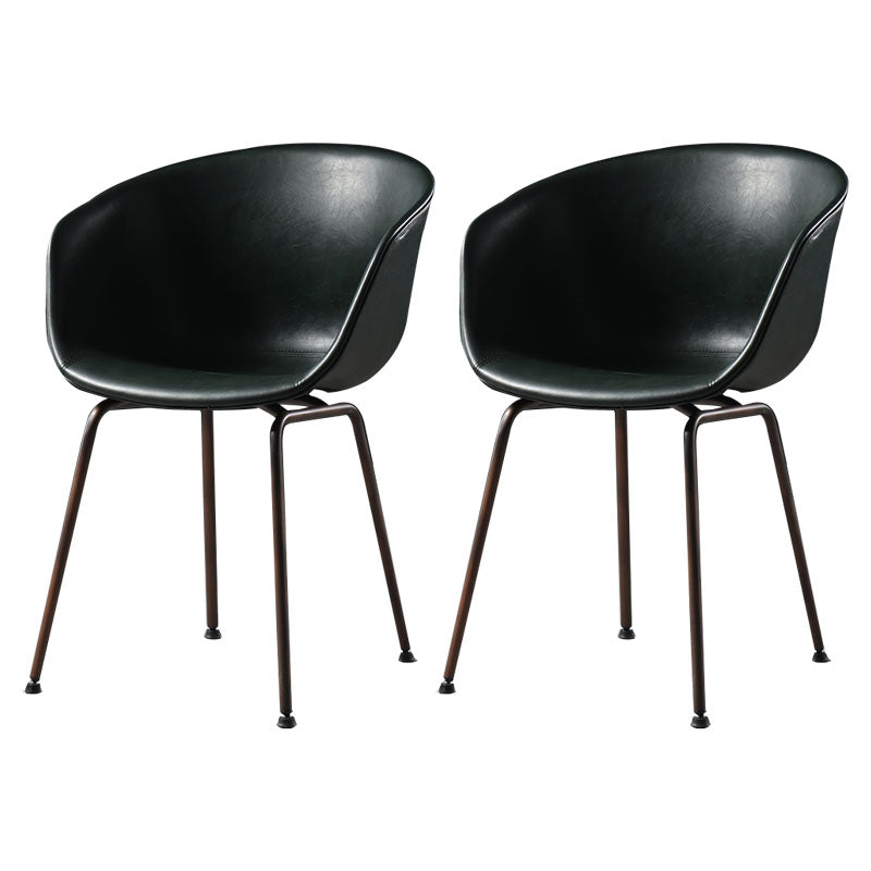Contemporary Style Leather Dining Chairs Solid Back Armless Dining Chairs Blackish Green 2 Piece Set Clearhalo ' kitchen&dining_furn' 'Dining Chairs' 'Dining Tables & Seating' 'dining_chair' 'furn' 'furn_dining_chair' 'Furniture' 'furniture_dining_chair' 'Kitchen & Dining Furniture' 'kitchen' 4103333
