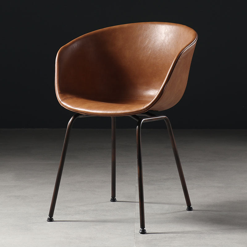 Contemporary Style Leather Dining Chairs Solid Back Armless Dining Chairs Tan 1 Piece Clearhalo ' kitchen&dining_furn' 'Dining Chairs' 'Dining Tables & Seating' 'dining_chair' 'furn' 'furn_dining_chair' 'Furniture' 'furniture_dining_chair' 'Kitchen & Dining Furniture' 'kitchen' 4103337