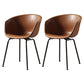 Contemporary Style Leather Dining Chairs Solid Back Armless Dining Chairs Tan 2 Piece Set Clearhalo ' kitchen&dining_furn' 'Dining Chairs' 'Dining Tables & Seating' 'dining_chair' 'furn' 'furn_dining_chair' 'Furniture' 'furniture_dining_chair' 'Kitchen & Dining Furniture' 'kitchen' 4103339