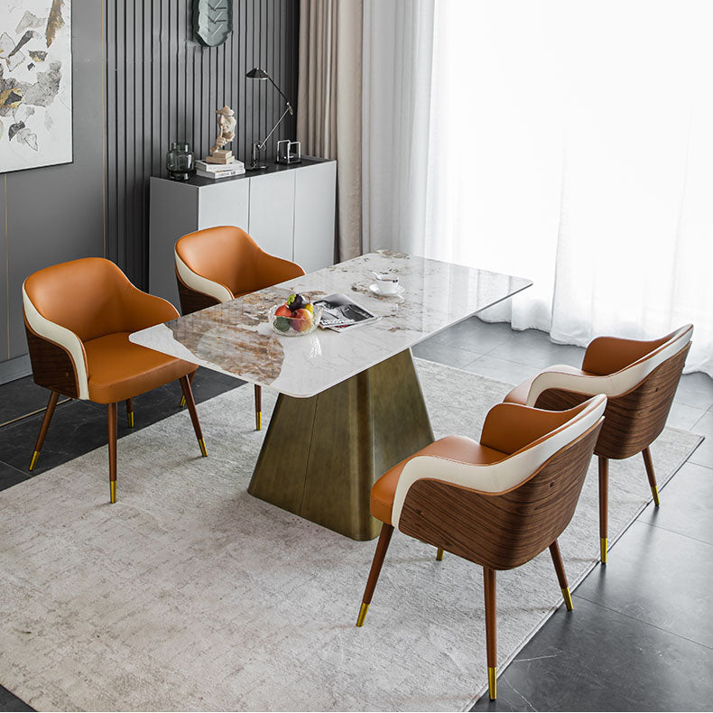 Contemporary Upholstered Arm Dining Chair Leather Solid Back Single Chair for Home Use Clearhalo ' kitchen&dining_furn' 'Dining Chairs' 'Dining Tables & Seating' 'dining_chair' 'furn' 'furn_dining_chair' 'Furniture' 'furniture_dining_chair' 'Kitchen & Dining Furniture' 'kitchen' 4103350