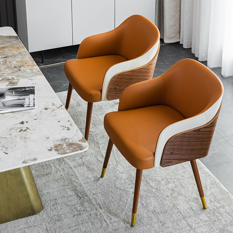 Contemporary Upholstered Arm Dining Chair Leather Solid Back Single Chair for Home Use Clearhalo ' kitchen&dining_furn' 'Dining Chairs' 'Dining Tables & Seating' 'dining_chair' 'furn' 'furn_dining_chair' 'Furniture' 'furniture_dining_chair' 'Kitchen & Dining Furniture' 'kitchen' 4103355