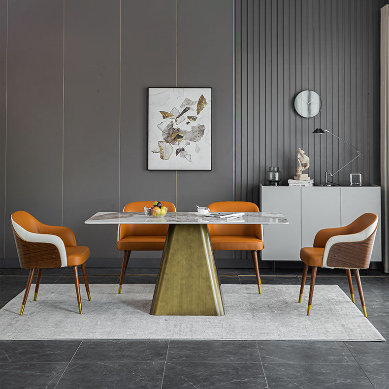 Contemporary Upholstered Arm Dining Chair Leather Solid Back Single Chair for Home Use Clearhalo ' kitchen&dining_furn' 'Dining Chairs' 'Dining Tables & Seating' 'dining_chair' 'furn' 'furn_dining_chair' 'Furniture' 'furniture_dining_chair' 'Kitchen & Dining Furniture' 'kitchen' 4103356