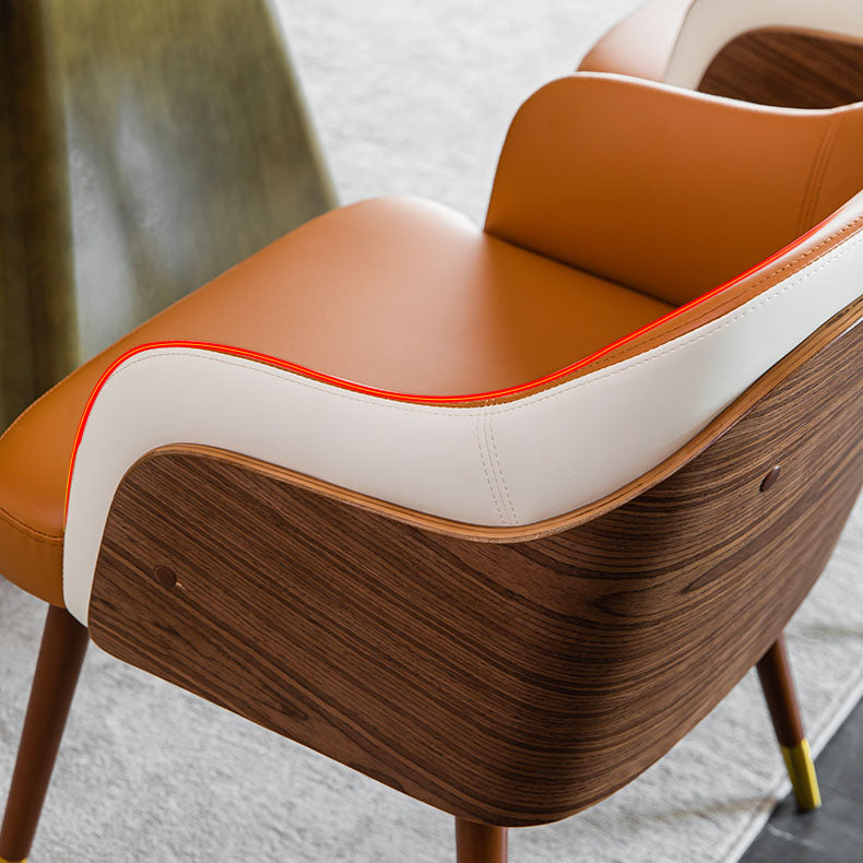 Contemporary Upholstered Arm Dining Chair Leather Solid Back Single Chair for Home Use Clearhalo ' kitchen&dining_furn' 'Dining Chairs' 'Dining Tables & Seating' 'dining_chair' 'furn' 'furn_dining_chair' 'Furniture' 'furniture_dining_chair' 'Kitchen & Dining Furniture' 'kitchen' 4103364