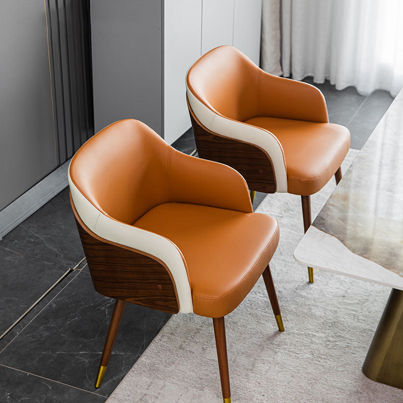 Contemporary Upholstered Arm Dining Chair Leather Solid Back Single Chair for Home Use Clearhalo ' kitchen&dining_furn' 'Dining Chairs' 'Dining Tables & Seating' 'dining_chair' 'furn' 'furn_dining_chair' 'Furniture' 'furniture_dining_chair' 'Kitchen & Dining Furniture' 'kitchen' 4103368