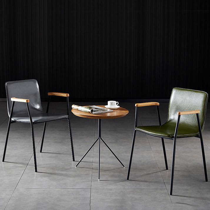 Solid Back Dining Arm Chairs Leather Home Dining Armchairs with Metal Legs Clearhalo ' kitchen&dining_furn' 'Dining Chairs' 'Dining Tables & Seating' 'dining_chair' 'furn' 'furn_dining_chair' 'Furniture' 'furniture_dining_chair' 'Kitchen & Dining Furniture' 'kitchen' 4103372