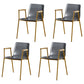 Solid Back Dining Arm Chairs Leather Home Dining Armchairs with Metal Legs Grey 4 Piece Set Brass Gold Clearhalo ' kitchen&dining_furn' 'Dining Chairs' 'Dining Tables & Seating' 'dining_chair' 'furn' 'furn_dining_chair' 'Furniture' 'furniture_dining_chair' 'Kitchen & Dining Furniture' 'kitchen' 4103375