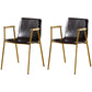 Solid Back Dining Arm Chairs Leather Home Dining Armchairs with Metal Legs Brown 2 Piece Set Brass Gold Clearhalo ' kitchen&dining_furn' 'Dining Chairs' 'Dining Tables & Seating' 'dining_chair' 'furn' 'furn_dining_chair' 'Furniture' 'furniture_dining_chair' 'Kitchen & Dining Furniture' 'kitchen' 4103378