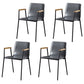 Solid Back Dining Arm Chairs Leather Home Dining Armchairs with Metal Legs Grey 4 Piece Set Black Clearhalo ' kitchen&dining_furn' 'Dining Chairs' 'Dining Tables & Seating' 'dining_chair' 'furn' 'furn_dining_chair' 'Furniture' 'furniture_dining_chair' 'Kitchen & Dining Furniture' 'kitchen' 4103392