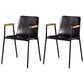 Solid Back Dining Arm Chairs Leather Home Dining Armchairs with Metal Legs Brown 2 Piece Set Black Clearhalo ' kitchen&dining_furn' 'Dining Chairs' 'Dining Tables & Seating' 'dining_chair' 'furn' 'furn_dining_chair' 'Furniture' 'furniture_dining_chair' 'Kitchen & Dining Furniture' 'kitchen' 4103395