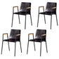 Solid Back Dining Arm Chairs Leather Home Dining Armchairs with Metal Legs Brown 4 Piece Set Black Clearhalo ' kitchen&dining_furn' 'Dining Chairs' 'Dining Tables & Seating' 'dining_chair' 'furn' 'furn_dining_chair' 'Furniture' 'furniture_dining_chair' 'Kitchen & Dining Furniture' 'kitchen' 4103396