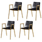 Solid Back Dining Arm Chairs Leather Home Dining Armchairs with Metal Legs Black 4 Piece Set Brass Gold Clearhalo ' kitchen&dining_furn' 'Dining Chairs' 'Dining Tables & Seating' 'dining_chair' 'furn' 'furn_dining_chair' 'Furniture' 'furniture_dining_chair' 'Kitchen & Dining Furniture' 'kitchen' 4103399