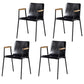 Solid Back Dining Arm Chairs Leather Home Dining Armchairs with Metal Legs Black 4 Piece Set Black Clearhalo ' kitchen&dining_furn' 'Dining Chairs' 'Dining Tables & Seating' 'dining_chair' 'furn' 'furn_dining_chair' 'Furniture' 'furniture_dining_chair' 'Kitchen & Dining Furniture' 'kitchen' 4103405