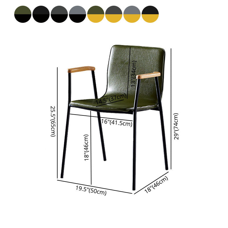 Solid Back Dining Arm Chairs Leather Home Dining Armchairs with Metal Legs Clearhalo ' kitchen&dining_furn' 'Dining Chairs' 'Dining Tables & Seating' 'dining_chair' 'furn' 'furn_dining_chair' 'Furniture' 'furniture_dining_chair' 'Kitchen & Dining Furniture' 'kitchen' 4103406