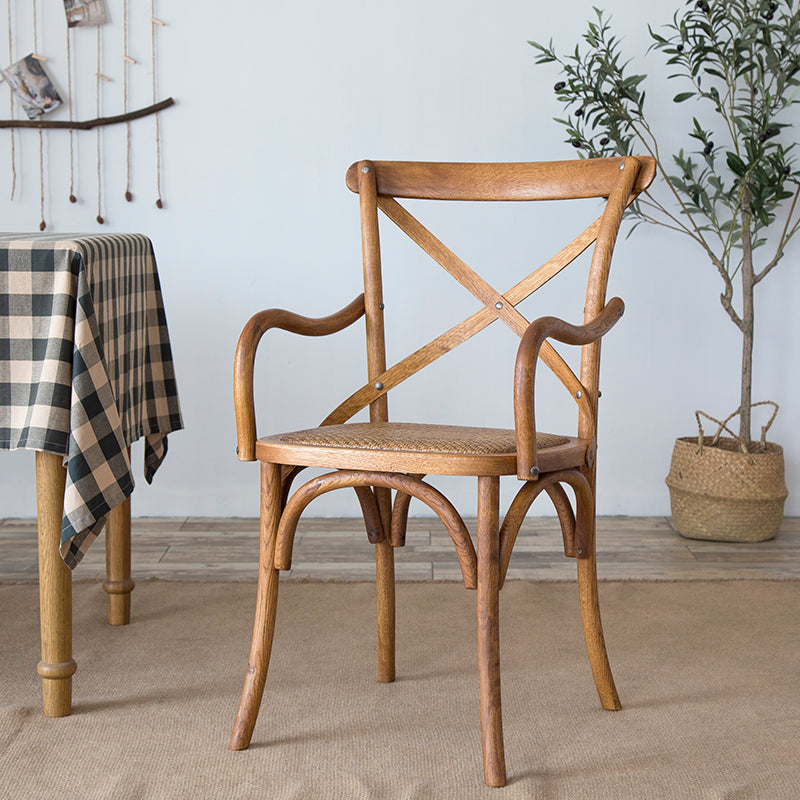 Farmhouse Wood Dining Room Chairs Wicker Dining Arm Chairs for Restaurant Use Walnut 1 Piece Clearhalo ' kitchen&dining_furn' 'Dining Chairs' 'Dining Tables & Seating' 'dining_chair' 'furn' 'furn_dining_chair' 'Furniture' 'furniture_dining_chair' 'Kitchen & Dining Furniture' 'kitchen' 4103408