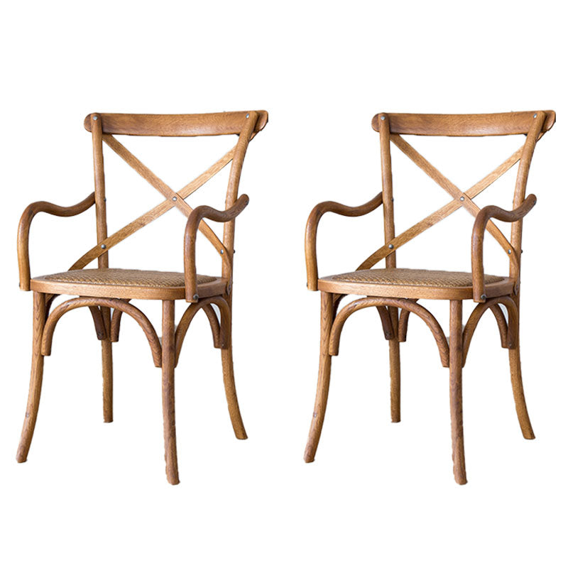 Farmhouse Wood Dining Room Chairs Wicker Dining Arm Chairs for Restaurant Use Walnut 2 Piece Set Clearhalo ' kitchen&dining_furn' 'Dining Chairs' 'Dining Tables & Seating' 'dining_chair' 'furn' 'furn_dining_chair' 'Furniture' 'furniture_dining_chair' 'Kitchen & Dining Furniture' 'kitchen' 4103409