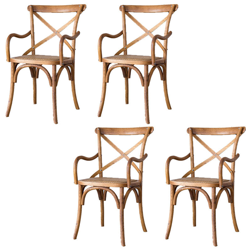Farmhouse Wood Dining Room Chairs Wicker Dining Arm Chairs for Restaurant Use Walnut 4 Piece Set Clearhalo ' kitchen&dining_furn' 'Dining Chairs' 'Dining Tables & Seating' 'dining_chair' 'furn' 'furn_dining_chair' 'Furniture' 'furniture_dining_chair' 'Kitchen & Dining Furniture' 'kitchen' 4103411