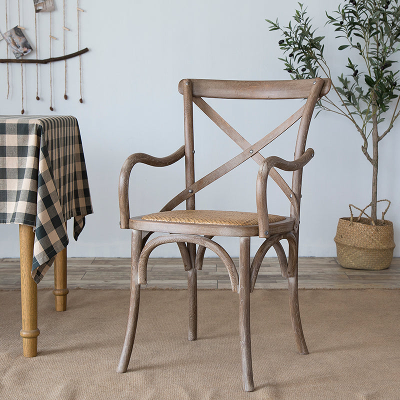 Farmhouse Wood Dining Room Chairs Wicker Dining Arm Chairs for Restaurant Use Grey 1 Piece Clearhalo ' kitchen&dining_furn' 'Dining Chairs' 'Dining Tables & Seating' 'dining_chair' 'furn' 'furn_dining_chair' 'Furniture' 'furniture_dining_chair' 'Kitchen & Dining Furniture' 'kitchen' 4103419