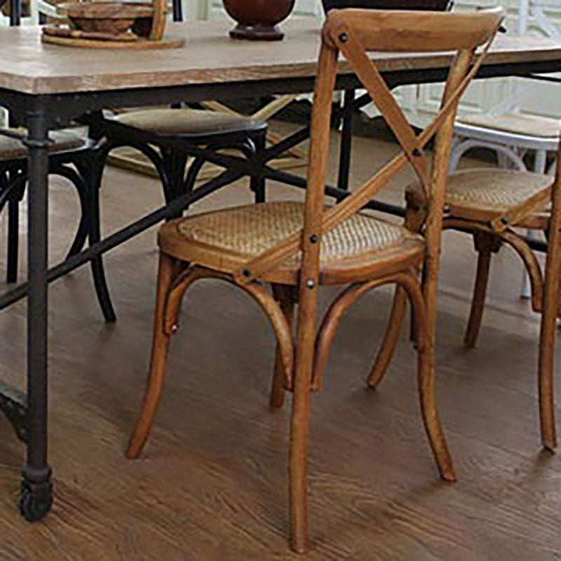 Farmhouse Wood Dining Room Chairs Cross Back Side Armless Chairs for Restaurant Use Clearhalo ' kitchen&dining_furn' 'Dining Chairs' 'Dining Tables & Seating' 'dining_chair' 'furn' 'furn_dining_chair' 'Furniture' 'furniture_dining_chair' 'Kitchen & Dining Furniture' 'kitchen' 4103429