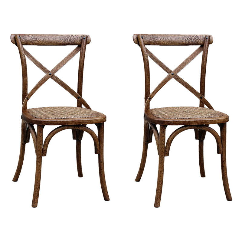 Farmhouse Wood Dining Room Chairs Cross Back Side Armless Chairs for Restaurant Use Walnut 2 Piece Set Clearhalo ' kitchen&dining_furn' 'Dining Chairs' 'Dining Tables & Seating' 'dining_chair' 'furn' 'furn_dining_chair' 'Furniture' 'furniture_dining_chair' 'Kitchen & Dining Furniture' 'kitchen' 4103431
