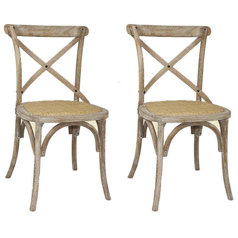 Farmhouse Wood Dining Room Chairs Cross Back Side Armless Chairs for Restaurant Use Gray-White 2 Piece Set Clearhalo ' kitchen&dining_furn' 'Dining Chairs' 'Dining Tables & Seating' 'dining_chair' 'furn' 'furn_dining_chair' 'Furniture' 'furniture_dining_chair' 'Kitchen & Dining Furniture' 'kitchen' 4103437