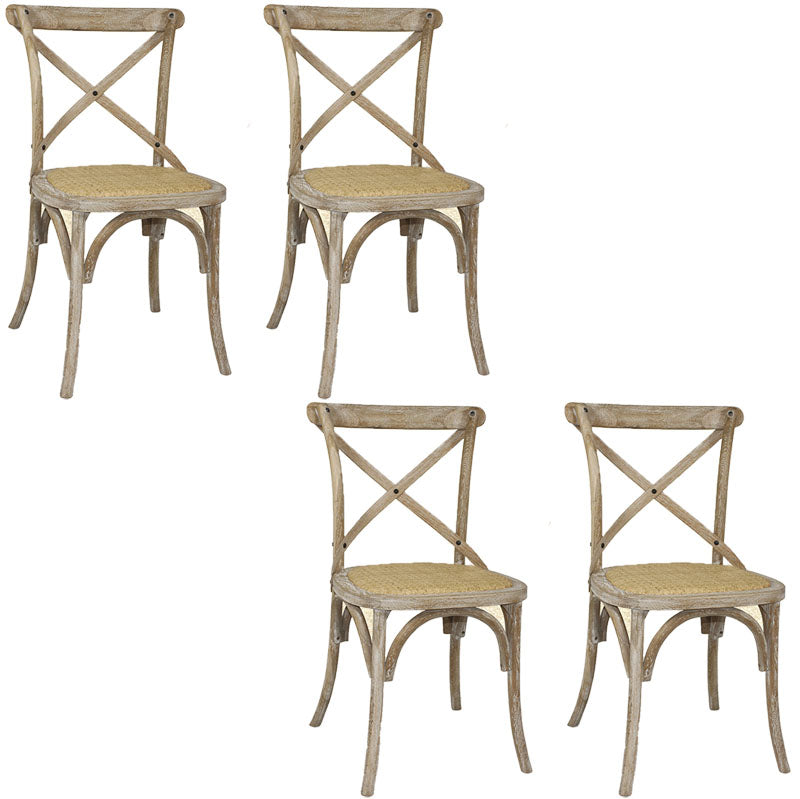 Farmhouse Wood Dining Room Chairs Cross Back Side Armless Chairs for Restaurant Use Gray-White 4 Piece Set Clearhalo ' kitchen&dining_furn' 'Dining Chairs' 'Dining Tables & Seating' 'dining_chair' 'furn' 'furn_dining_chair' 'Furniture' 'furniture_dining_chair' 'Kitchen & Dining Furniture' 'kitchen' 4103439