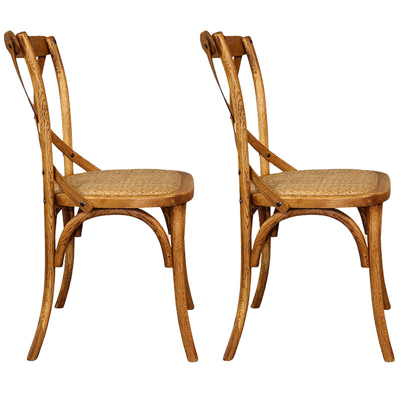 Farmhouse Wood Dining Room Chairs Cross Back Side Armless Chairs for Restaurant Use Tan 2 Piece Set Clearhalo ' kitchen&dining_furn' 'Dining Chairs' 'Dining Tables & Seating' 'dining_chair' 'furn' 'furn_dining_chair' 'Furniture' 'furniture_dining_chair' 'Kitchen & Dining Furniture' 'kitchen' 4103442