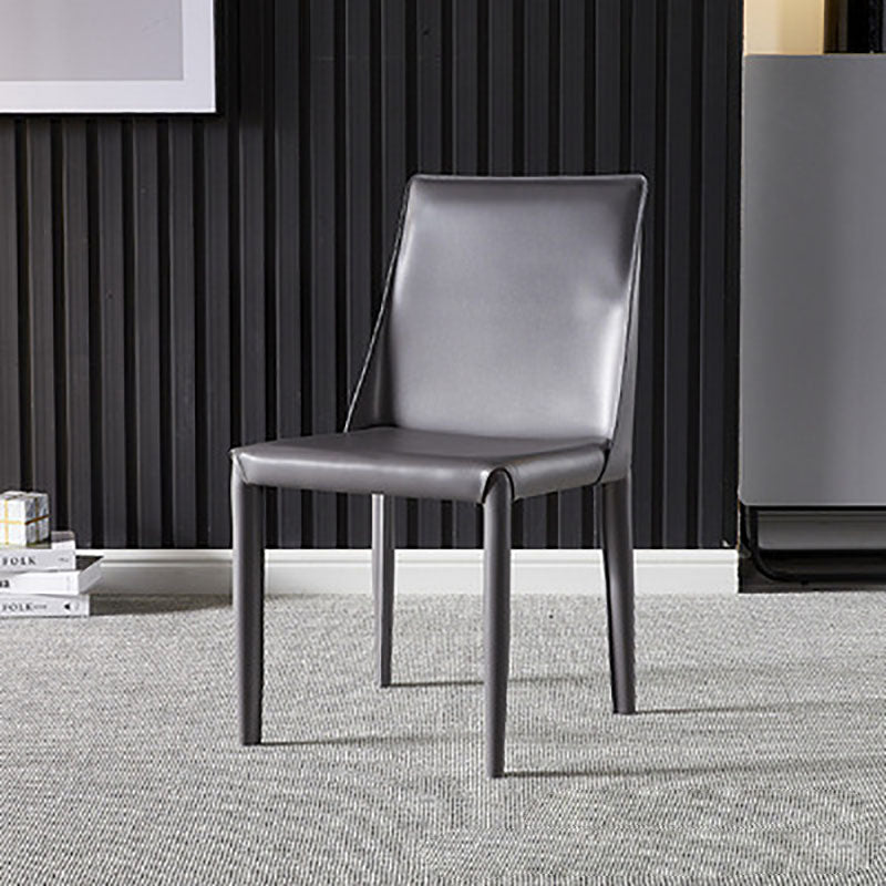 Designer Style Saddle Leather Home Side Chair Parsons Matte Finish Dining Chair Grey 1 Piece Clearhalo ' kitchen&dining_furn' 'Dining Chairs' 'Dining Tables & Seating' 'dining_chair' 'furn' 'furn_dining_chair' 'Furniture' 'furniture_dining_chair' 'Kitchen & Dining Furniture' 'kitchen' 4103446