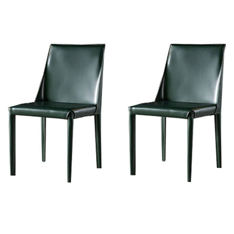 Designer Style Saddle Leather Home Side Chair Parsons Matte Finish Dining Chair Dark Green 2 Piece Set Clearhalo ' kitchen&dining_furn' 'Dining Chairs' 'Dining Tables & Seating' 'dining_chair' 'furn' 'furn_dining_chair' 'Furniture' 'furniture_dining_chair' 'Kitchen & Dining Furniture' 'kitchen' 4103454