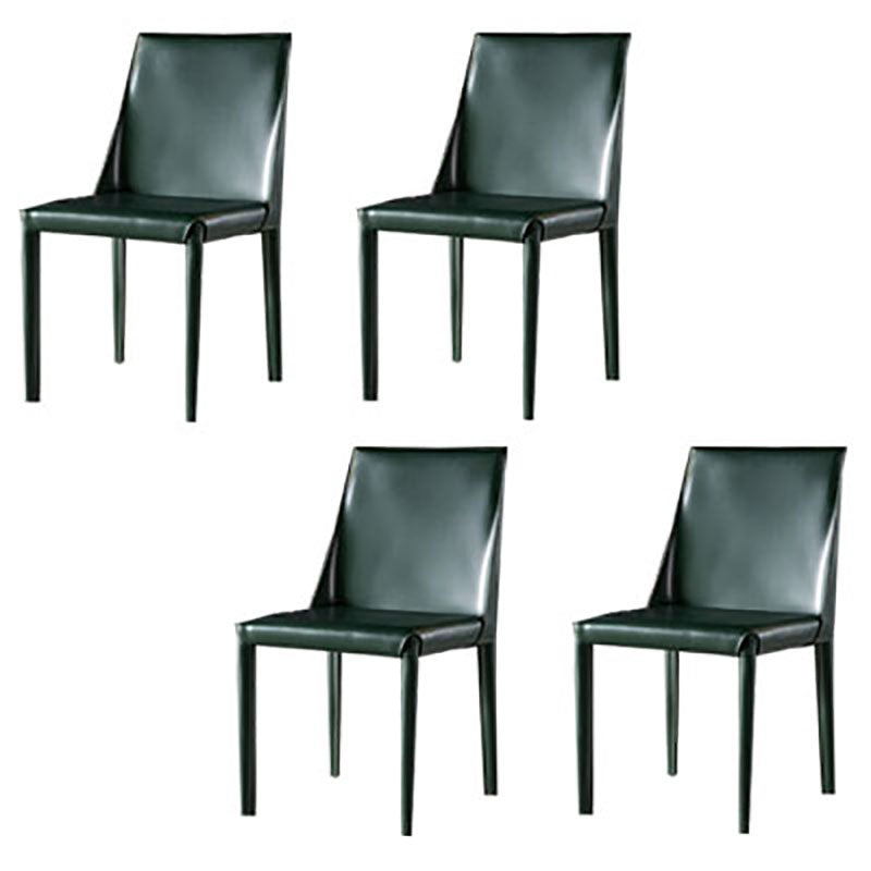 Designer Style Saddle Leather Home Side Chair Parsons Matte Finish Dining Chair Dark Green 4 Piece Set Clearhalo ' kitchen&dining_furn' 'Dining Chairs' 'Dining Tables & Seating' 'dining_chair' 'furn' 'furn_dining_chair' 'Furniture' 'furniture_dining_chair' 'Kitchen & Dining Furniture' 'kitchen' 4103456