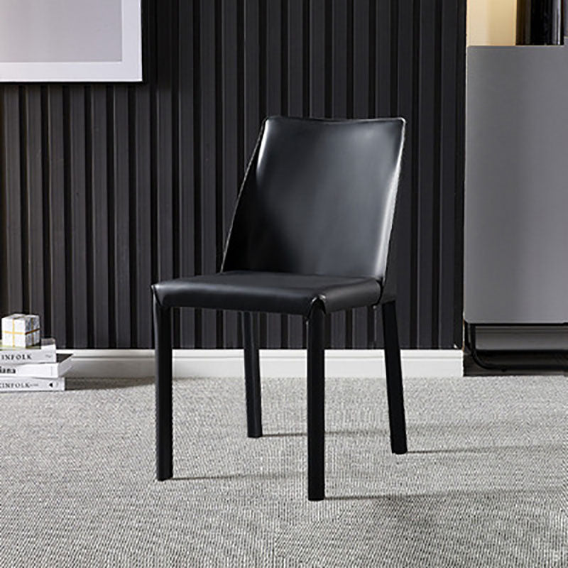 Designer Style Saddle Leather Home Side Chair Parsons Matte Finish Dining Chair Black 1 Piece Clearhalo ' kitchen&dining_furn' 'Dining Chairs' 'Dining Tables & Seating' 'dining_chair' 'furn' 'furn_dining_chair' 'Furniture' 'furniture_dining_chair' 'Kitchen & Dining Furniture' 'kitchen' 4103463