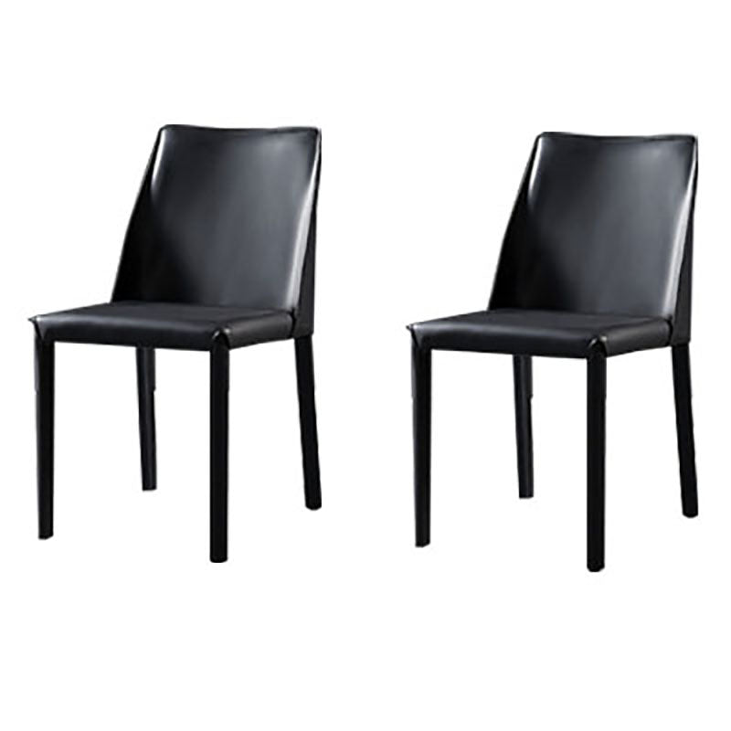 Designer Style Saddle Leather Home Side Chair Parsons Matte Finish Dining Chair Black 2 Piece Set Clearhalo ' kitchen&dining_furn' 'Dining Chairs' 'Dining Tables & Seating' 'dining_chair' 'furn' 'furn_dining_chair' 'Furniture' 'furniture_dining_chair' 'Kitchen & Dining Furniture' 'kitchen' 4103465