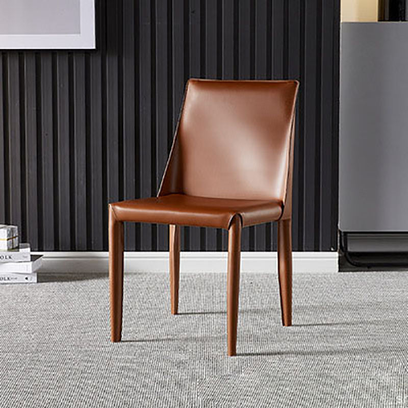 Designer Style Saddle Leather Home Side Chair Parsons Matte Finish Dining Chair Brown 1 Piece Clearhalo ' kitchen&dining_furn' 'Dining Chairs' 'Dining Tables & Seating' 'dining_chair' 'furn' 'furn_dining_chair' 'Furniture' 'furniture_dining_chair' 'Kitchen & Dining Furniture' 'kitchen' 4103470