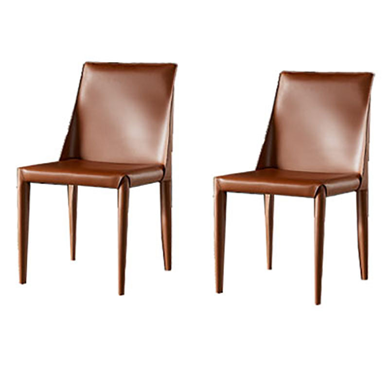 Designer Style Saddle Leather Home Side Chair Parsons Matte Finish Dining Chair Brown 2 Piece Set Clearhalo ' kitchen&dining_furn' 'Dining Chairs' 'Dining Tables & Seating' 'dining_chair' 'furn' 'furn_dining_chair' 'Furniture' 'furniture_dining_chair' 'Kitchen & Dining Furniture' 'kitchen' 4103471