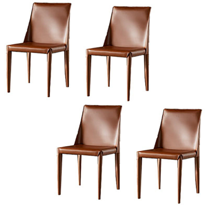 Designer Style Saddle Leather Home Side Chair Parsons Matte Finish Dining Chair Brown 4 Piece Set Clearhalo ' kitchen&dining_furn' 'Dining Chairs' 'Dining Tables & Seating' 'dining_chair' 'furn' 'furn_dining_chair' 'Furniture' 'furniture_dining_chair' 'Kitchen & Dining Furniture' 'kitchen' 4103472