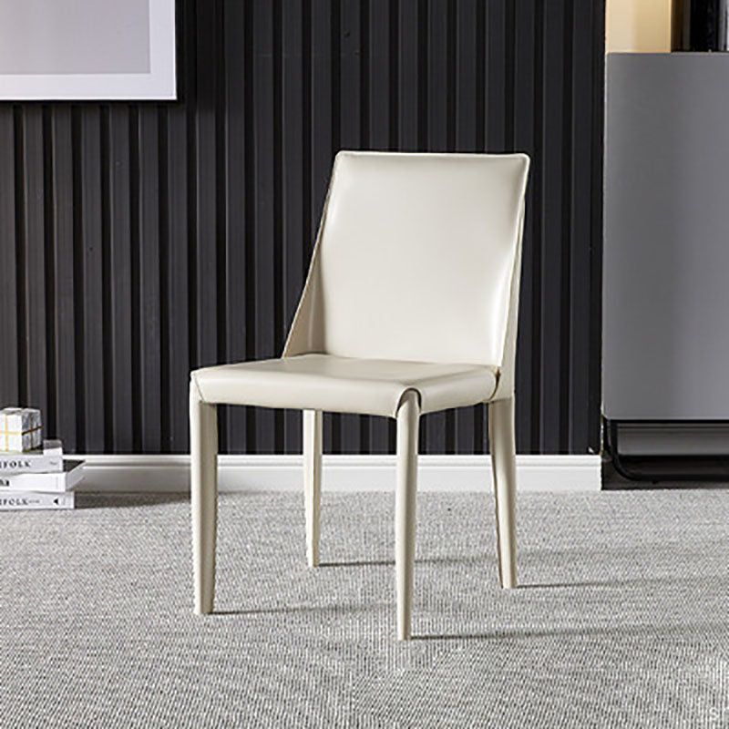 Designer Style Saddle Leather Home Side Chair Parsons Matte Finish Dining Chair Off-White 1 Piece Clearhalo ' kitchen&dining_furn' 'Dining Chairs' 'Dining Tables & Seating' 'dining_chair' 'furn' 'furn_dining_chair' 'Furniture' 'furniture_dining_chair' 'Kitchen & Dining Furniture' 'kitchen' 4103473
