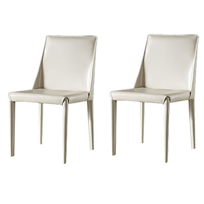 Designer Style Saddle Leather Home Side Chair Parsons Matte Finish Dining Chair Off-White 2 Piece Set Clearhalo ' kitchen&dining_furn' 'Dining Chairs' 'Dining Tables & Seating' 'dining_chair' 'furn' 'furn_dining_chair' 'Furniture' 'furniture_dining_chair' 'Kitchen & Dining Furniture' 'kitchen' 4103474