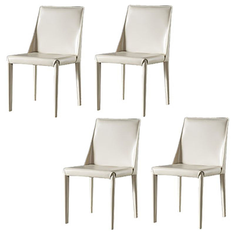 Designer Style Saddle Leather Home Side Chair Parsons Matte Finish Dining Chair Off-White 4 Piece Set Clearhalo ' kitchen&dining_furn' 'Dining Chairs' 'Dining Tables & Seating' 'dining_chair' 'furn' 'furn_dining_chair' 'Furniture' 'furniture_dining_chair' 'Kitchen & Dining Furniture' 'kitchen' 4103475